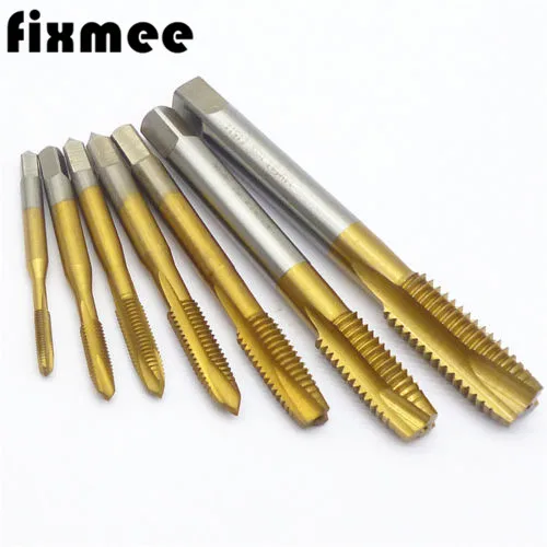 

7pcs M3-M12 Hss Point Tap Straight Flute Machine Screw Thread Metric Plug Taps 3mm-12mm Titanium Coated Machine Screw Tap