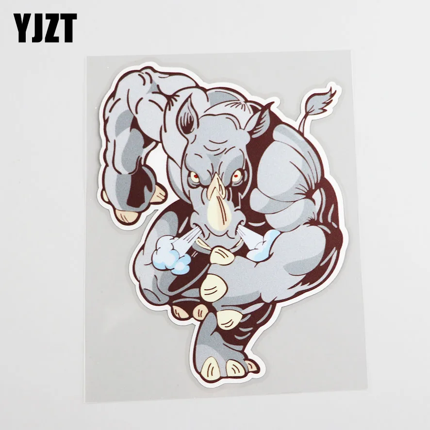 

YJZT 11,2 см * 14,9 см яркие животные Рино ПВХ автомобильные наклейки 12A-0110