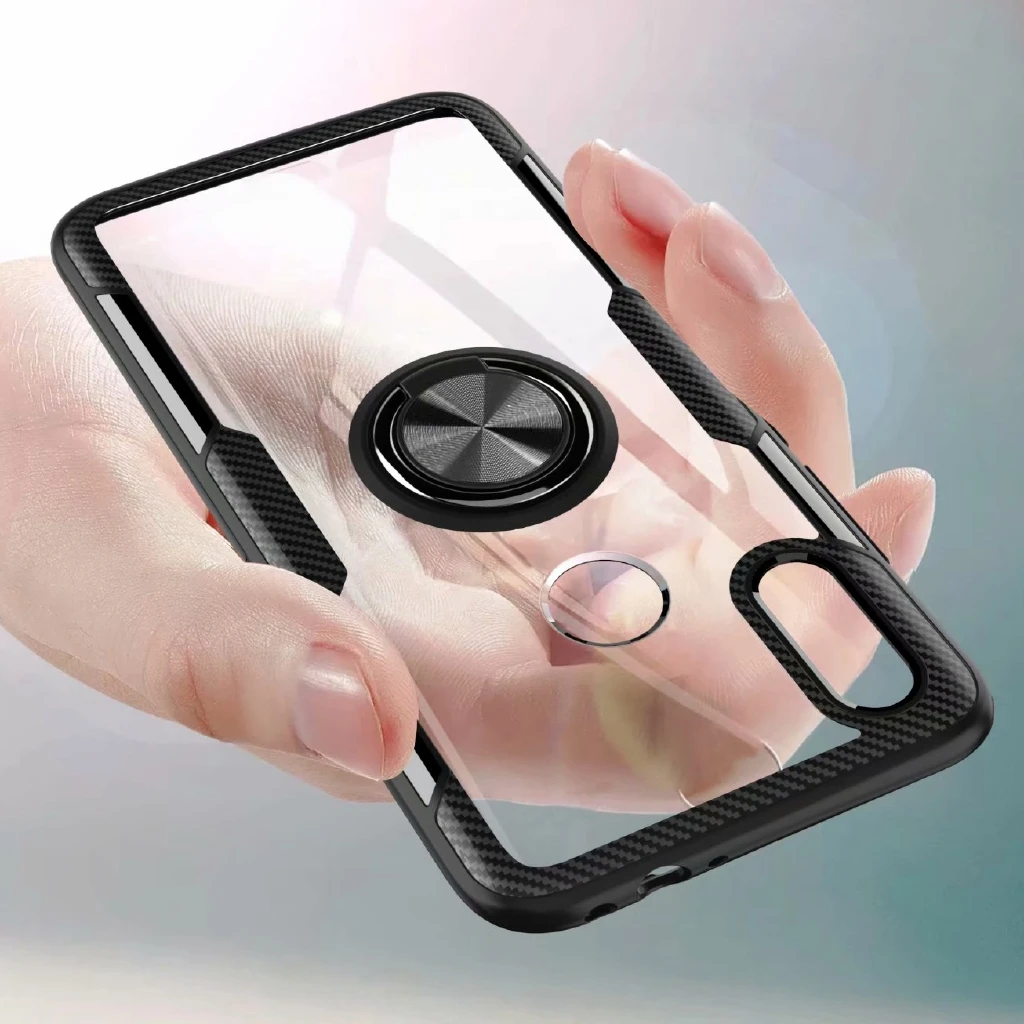 

Samsung Note10 10plus Note9 S10 S9 Case With Ring Stand Magnet Transparent shockproof Back Cover