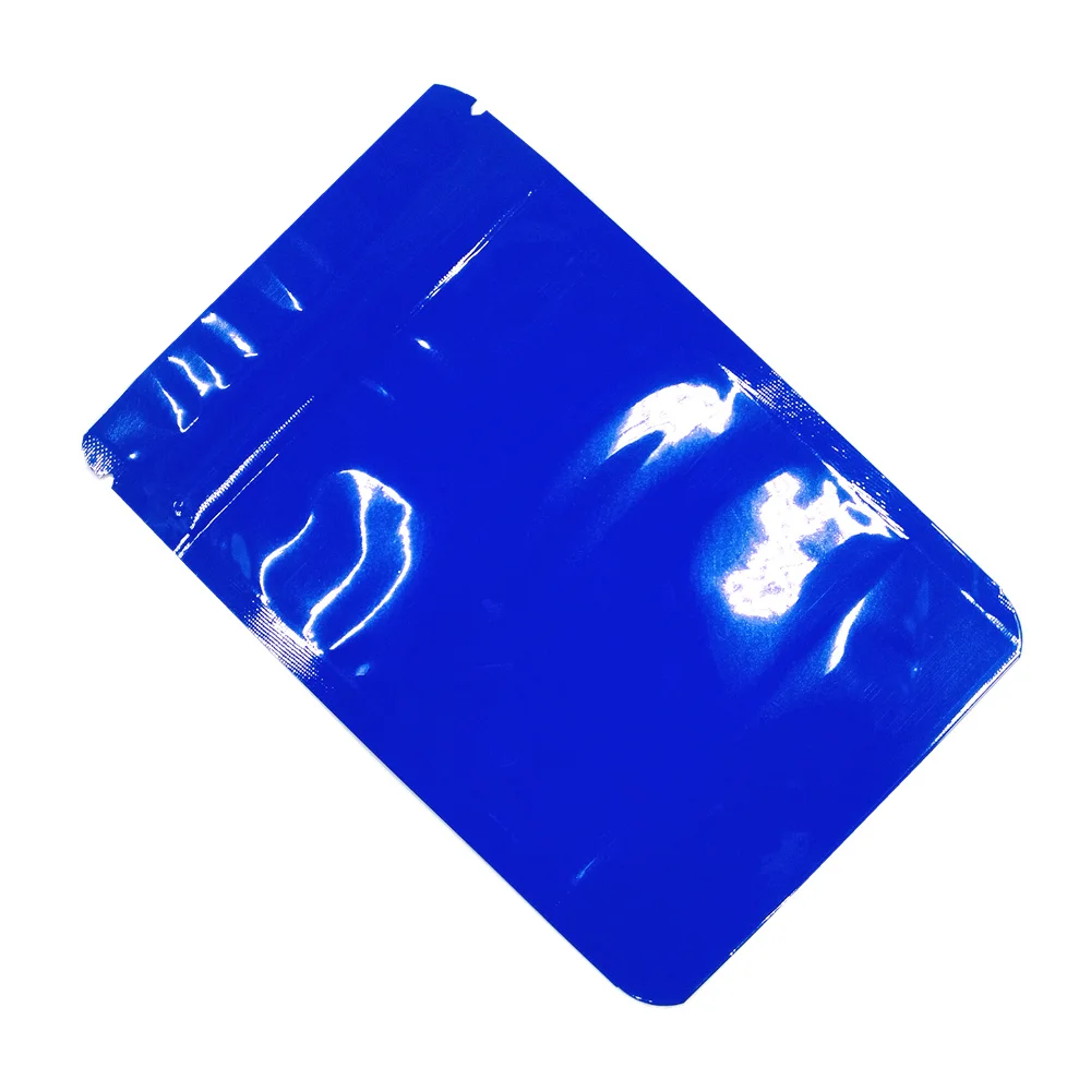 

100Pcs/lot Glossy Blue Stand Up Aluminum Foil Self Seal Zip Lock Package Bag Tear Notch Clear Window Storage Bag Dry Fruit Snack