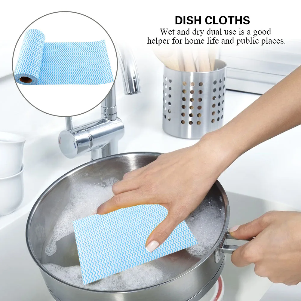 

Disposable Non-stick Oil Non-woven Duster Dish Cloth Hand Towel for Kitchen (Blue)