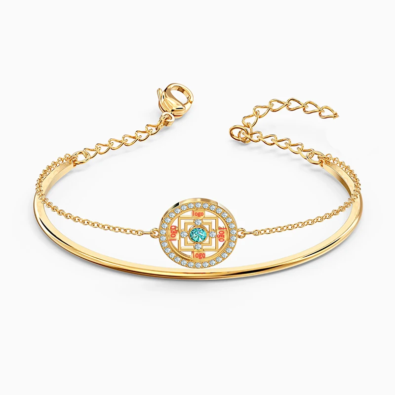 

Fashion SWA New SYMBOLIC MANDALA Bracelet Charming Round Mandala Decoration Crystal Gold Bracelet Women Romance Jewelry Gift