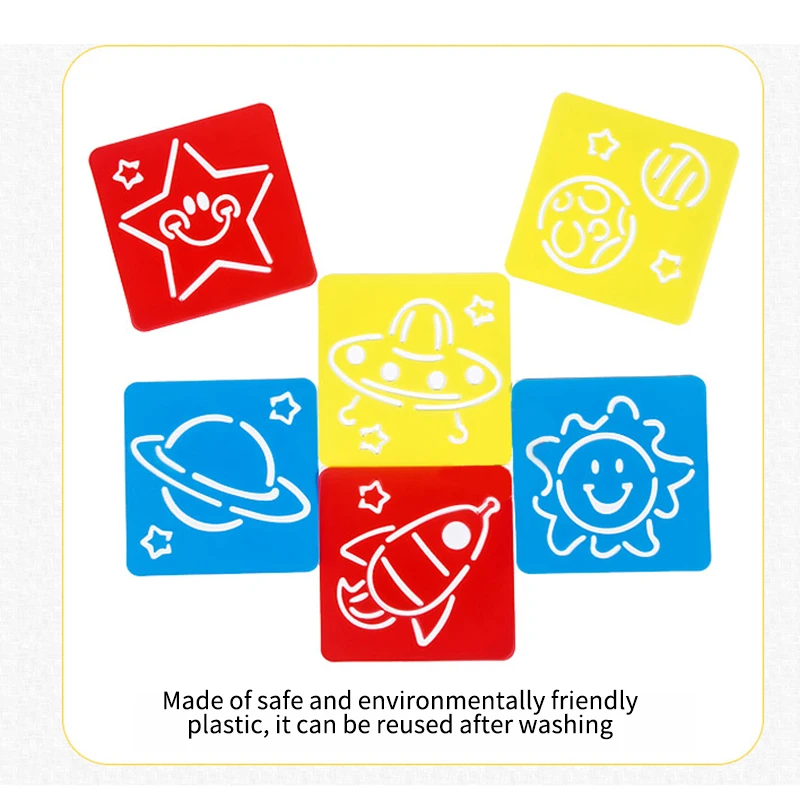 6 шт. детские пластиковые трафареты для рисования|Юный художник| |