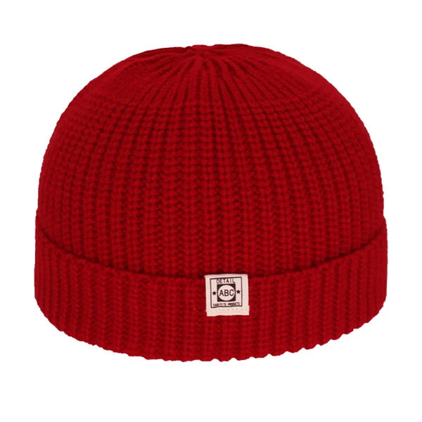 Короткие Зимние шапки для мужчин Skullies Beanies Мужская Зимняя Шапка-бини женская шапка s Miki Docker Skull cap Bonnet женская вязаная шапка - Цвет: wine red