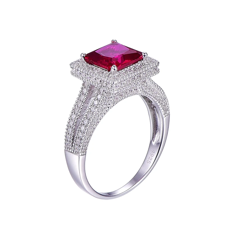 BONLAVIE красный квадратный вырез высокое качество CZ Кристалл серебро 925 пробы