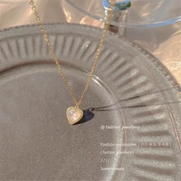 trendy exquisite gold plated pendant necklace fashion heart opal chain necklace for women shiny original design jewelry gifts