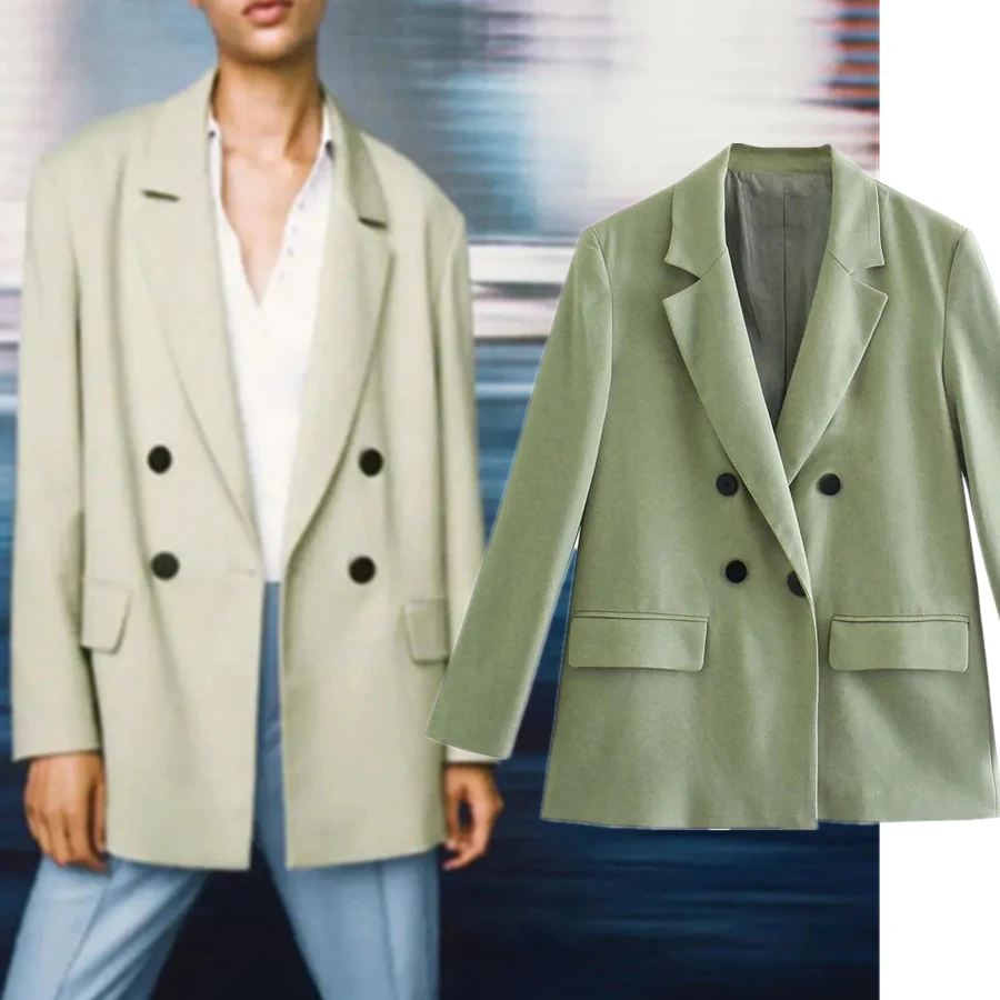 

Женский двубортный Блейзер Elmsk в винтажном стиле, офисные простые Пиджаки и жакеты в английском стиле, модная повседневная одежда в стиле ов...