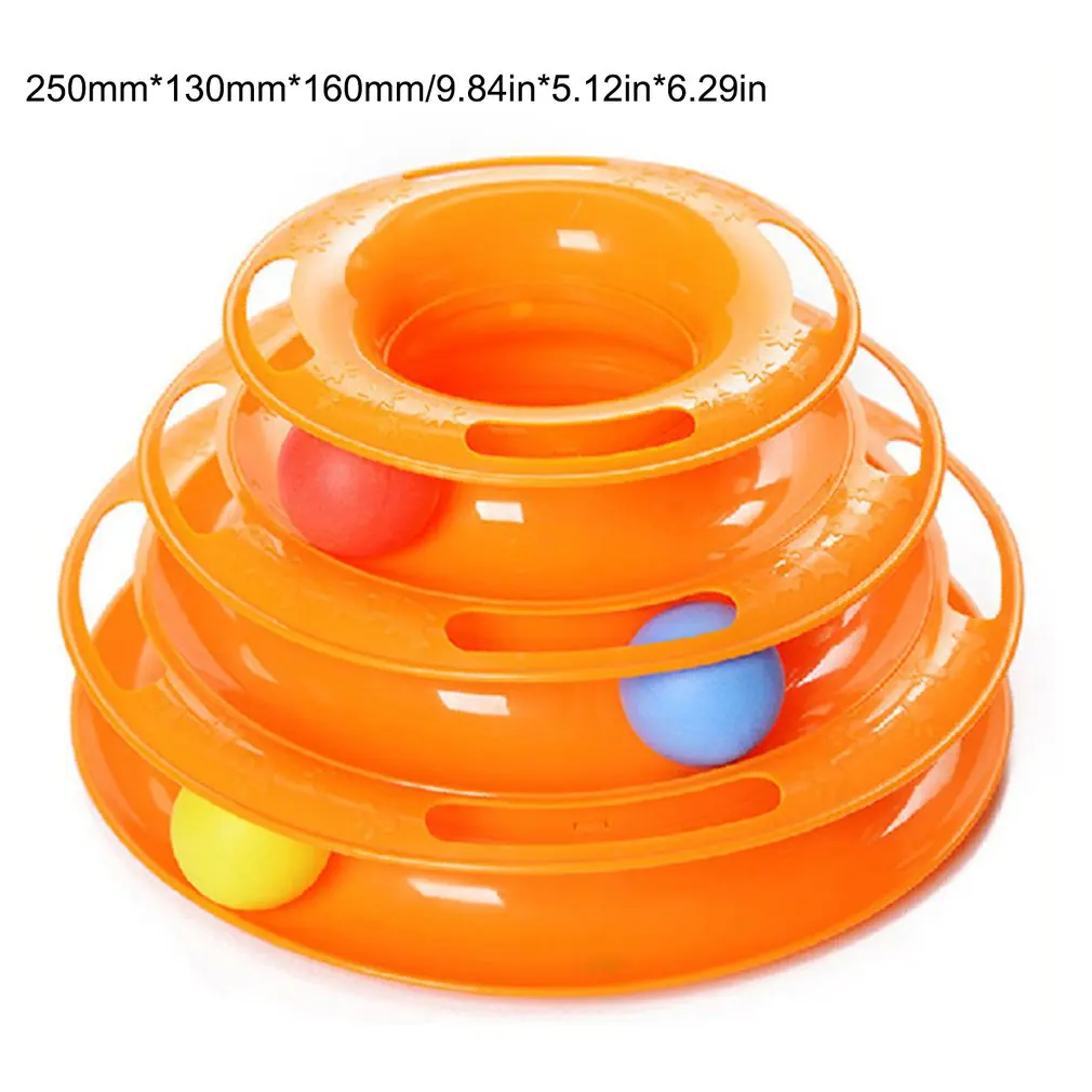 

cat toys Pets Interactive Toys Cats Three-tier Turntable Pet Intellectual Track Tower Funny Cat Toy Plate 3 Balls