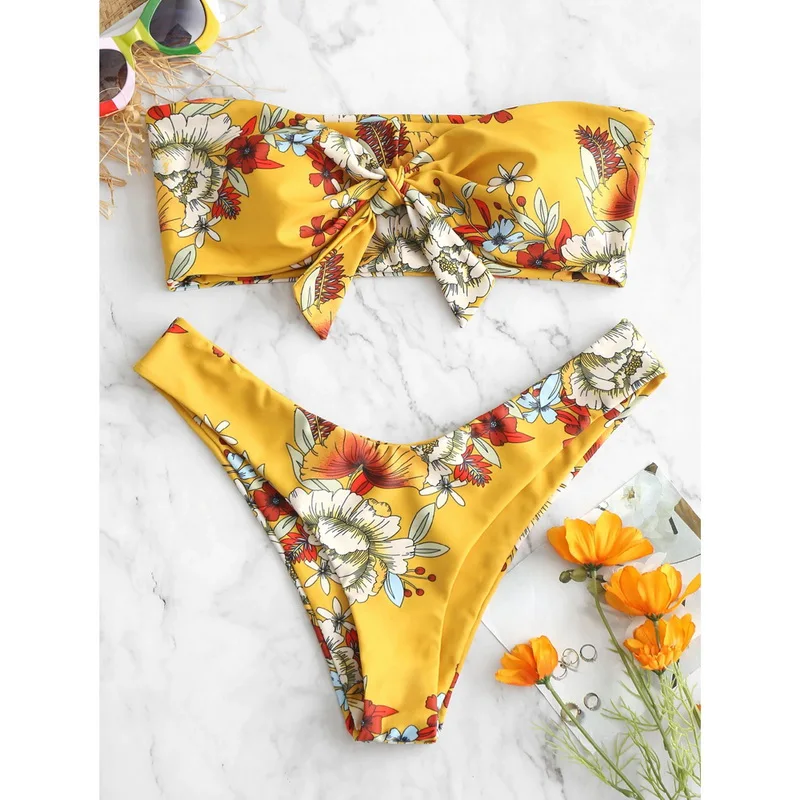 style3-yellow Новинка, комплект бикини с пуш-ап, женский бикини с оборками, купальник с низкой талией, сексуальный бразильский ребристый купальник, купальник для пляжа, maillot de bain - Цвет: style3-yellow