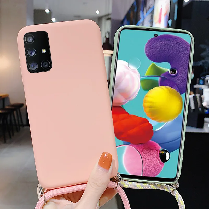 

Fashion Crossbody Strap Candy Silicone Case For Samsung Galaxy A10 A20 A30 A40 A50 A50S A60 A70 A70S A51 A71 A30S A40S M30 Coque