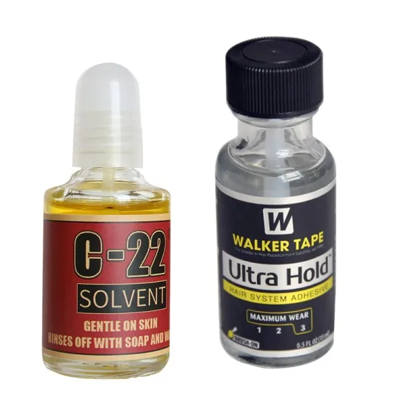 Glue and Remover 1 бутылочка 0,5 унций Уокер ультра удерживающий кружевной парик клей супер клея и 1 бутылка C-22 для удаления 10 мл - Цвет: Glue and Remover