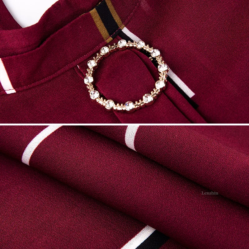 Lenshin женские рубашки в полоску элегантная блуза с круглым вырезом офисная одежда