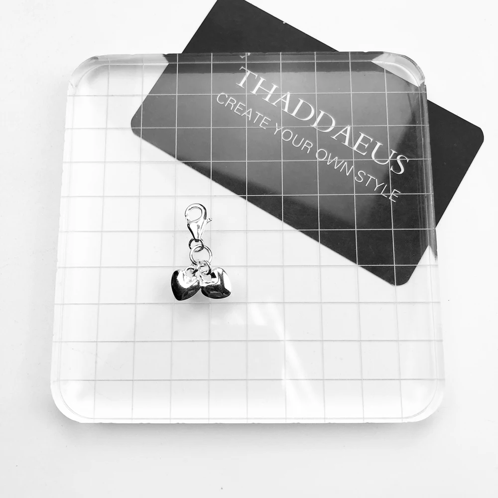 Горячие 925 стерлингового серебра двойной подвески шармы в форме сердца Fit браслет