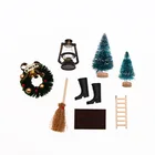 8 шт.компл. Kawaii Mini 112 рождественские ботинки для кукольного домика, венок на елку, сосна, Санта-Клаус, коврик, метла, Миниатюрные аксессуары для кукольного домика