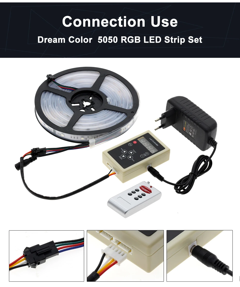 Dream color RGB Светодиодная лента 5050 30 светодиодный s/M IP67 водонепроницаемый внутренний Outdopr Настенный декор с 133 программы RF контроллер+ адаптер