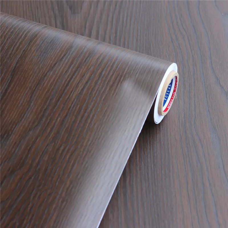 black walnut ПВХ 3D Дерево самоклеющиеся обои кухонные шкафы полки шкаф двери наклейки мебель домашний Декор водонепроницаемый обои - Цвет: black walnut