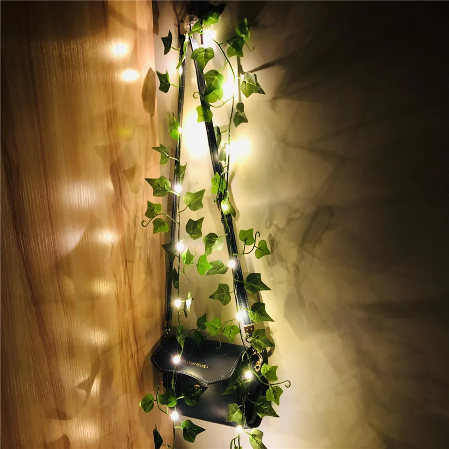 

Battery Powered Green Leaf 2 Meter 20 Leds Copper String Light DIY Home Decoration Party Festival New Year Christmas
