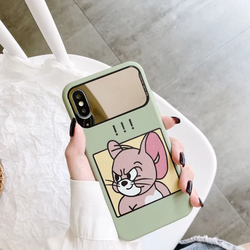 Cartoon funny cat and mouse phone case for iPhone X XS XR XSMax 8 7 6 6S PluS all-inclusive soft shell drop protection cover |