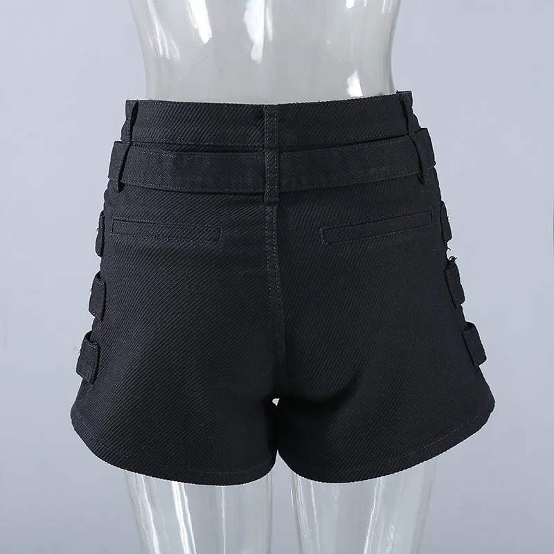 

Summer Black Design High Waist Women Shorts 2021 New Rivet Casual Mujer Pantalones Korean Fashion Streetwear Bottom 13A269