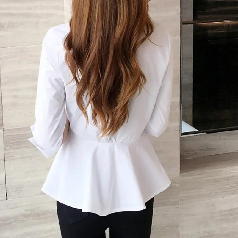 

Summer Women Blouses Tops Elegant Half Sleeve V-Neck Blouse Women Casual Solid Color Shirt Work Wear Shirts