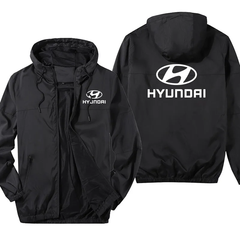 

Spring summer Hyundai Motor Print Men's Hooded Jacket Hip hop street high quality Stitching color Harajuku Oversized jackets T