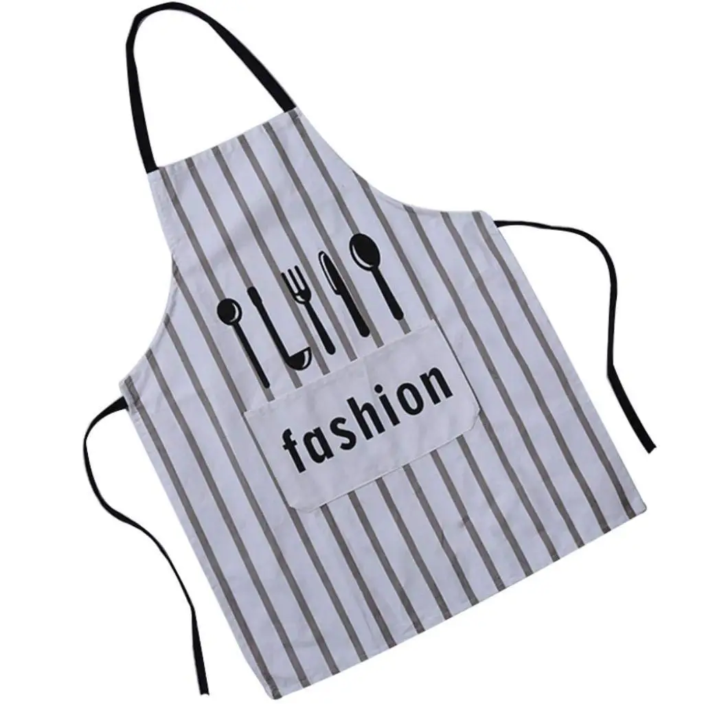 

Adjustable Bib Apron With Pockets Striped Apron Cotton Kitchen Cooking Apron For Women/Men Chef