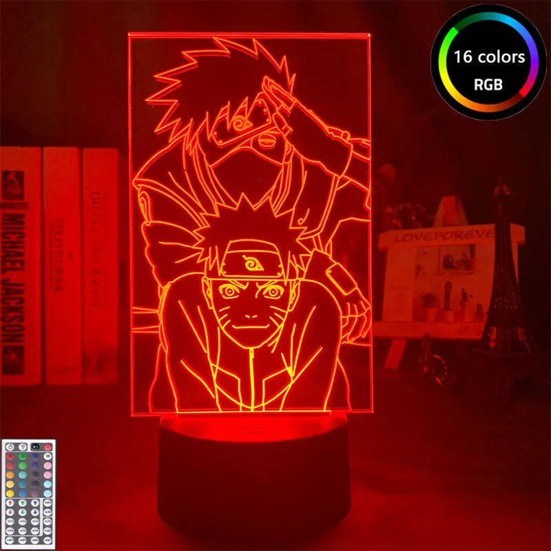 

Anime Naruto Hatake Kakashi Uzumaki LED Night Light for Kids Bedroom Decoration Touch Sensor Illusion 3D Desk Light Naruto Gifts