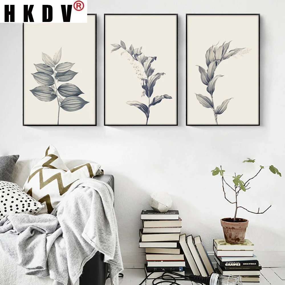 

HKDV Vintage Gray Plant Herbal Medicine Canvas Painting Wall Art Print Poster Picture Modern Living Room Home Decoration