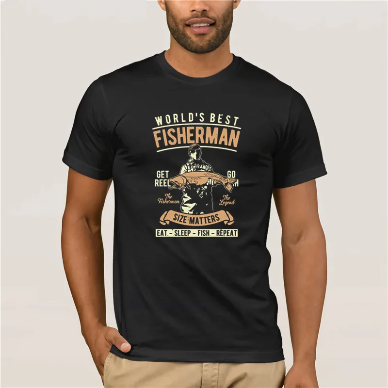 

fashion 2019 trend T-shirt Round Neck Clothes World'S Best Fisherman, Eat Sleep Fish Repeat , Fishing Short fashion T-shirt