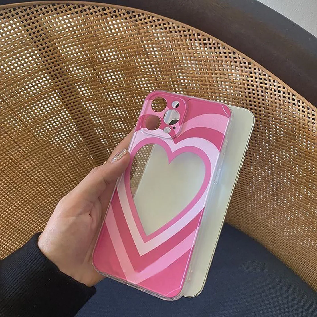 Multi Layer Pink Love Phone Case For iphone 11 13 Pro 12 14 Pro Max 12Mini X XS XR XSMAX 6 7 8 Plus SE20 Transparent Photo Cover