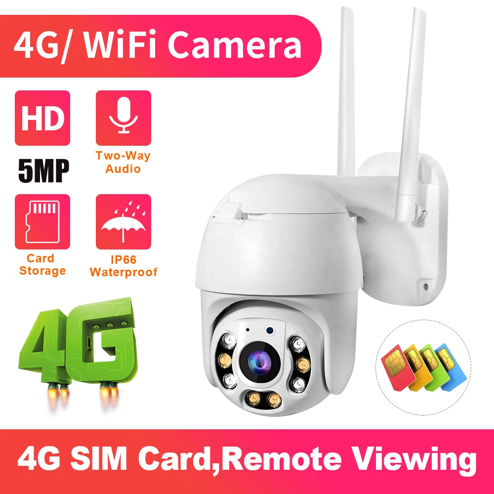 5MP HD 5X оптический зум 3G 4G sim-карта камера Wi-Fi охранное наблюдение наружная ИК