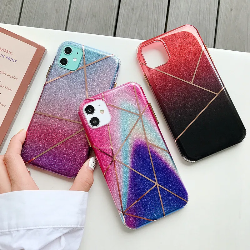Роскошный градиентный блестящий чехол для телефона iphone 11 pro max 7 8 6 6s plus X Xs XR