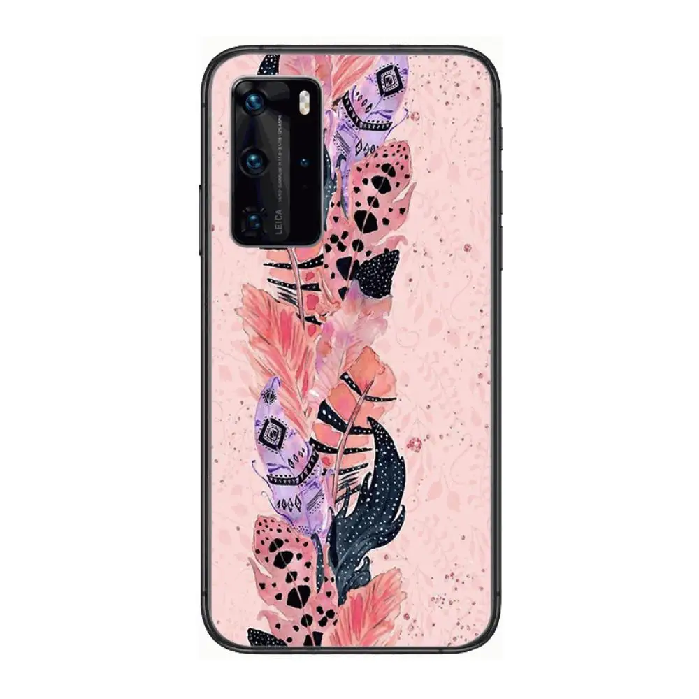 

Feather HD Pretty Phone Case For Huawei P 40 30 20 10 9 8 Lite E Pro Plus Black Etui Coque Painting Hoesjes comic fashion