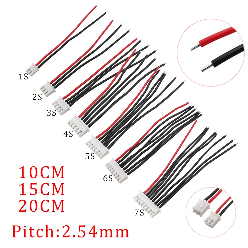 

5Pcs 22AWG Silicone 1S 2S 3S 4S 5S 6S 7S RC Lipo Battery Balancer Charger Plug Wire Connector 2.54mm Pitch JST-XH Balancer Cable