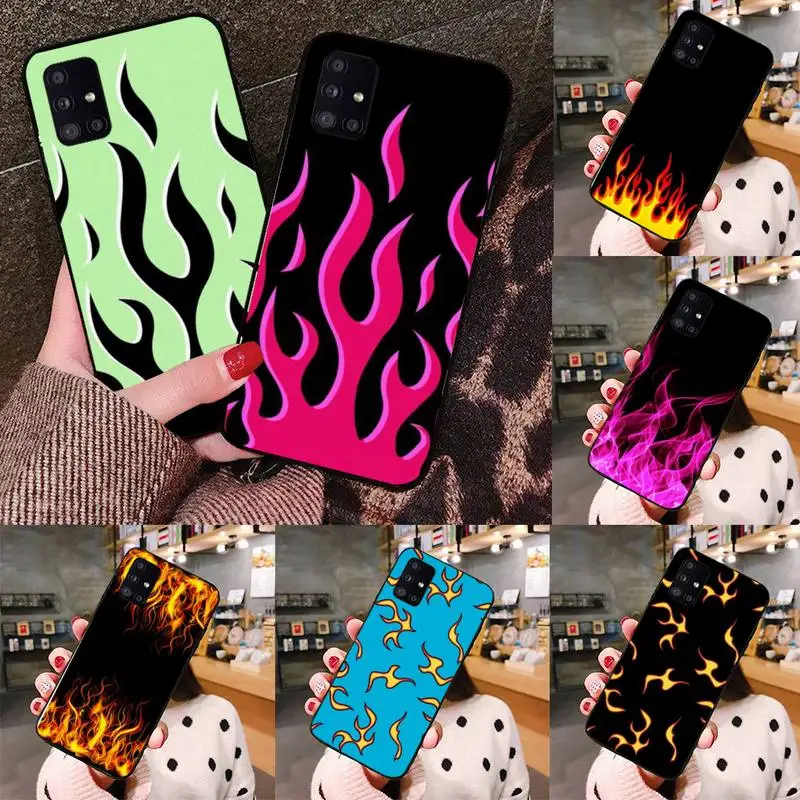 

Fashion Flame Pattern Phone Case black For Samsung galaxy S 21 20 10 8 A 51 71 50 21s 70 40 20 20e note 10 plus Ultra 5g fe