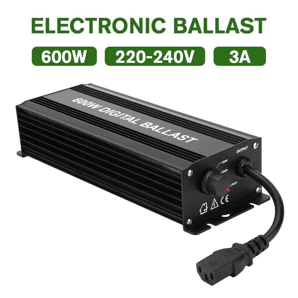 

Digital 600W Ballasts for Garden Planter Grow Lights HPS MH Bulbs Electronic Dimmable EU Plug 3A 220-240V