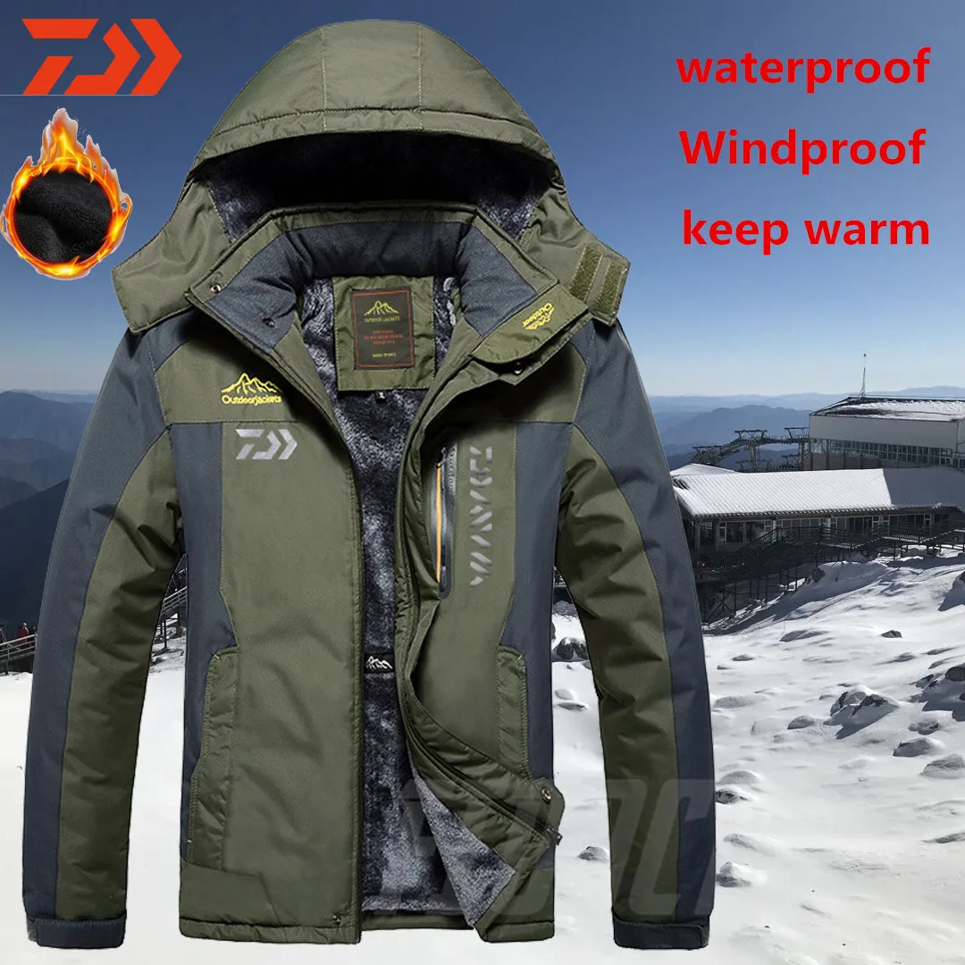 

DAIWA Fishing Clothes Coats Winter Waterproof Keep Warm Fishing Jackets Men Fleece Thick Outdoor Daiwa Fishing Jackets L-9XL