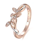 FJ женские кольца с цветами и листьями 585 розового золота, смешанные белые кольца, ювелирные изделия для девочек