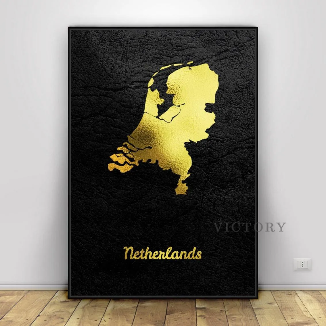 

Netherlands Golden Map Art Canvas Painting Wall Art Prints Home Decor Wall Poster for Living Room Decoration Pictures