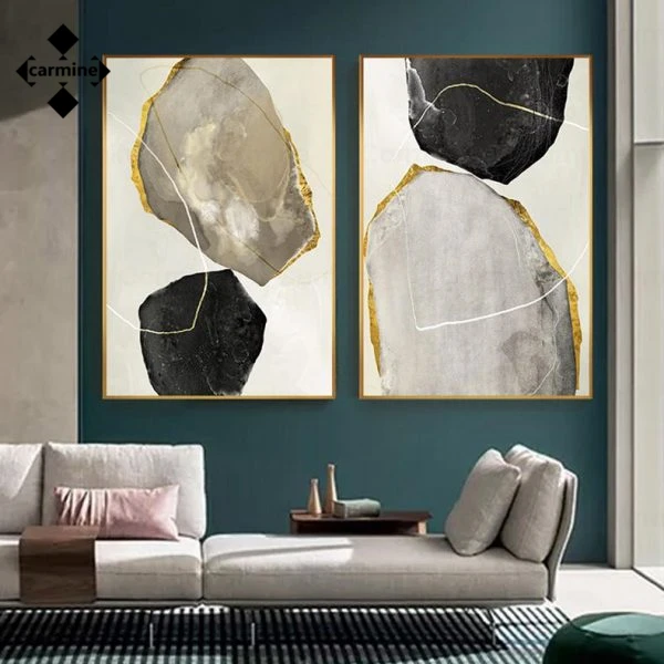 

Abstract Luxury Wall Art Golden Gate Posters and Prints Gray Black Yellow Print Picture for Home Office Contemporary Decoration