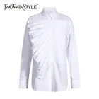 Женская Асимметричная блузка TWOTWINSTYLE, повседневная плиссированная блузка составного кроя с оборками и длинными рукавами, осень 2020