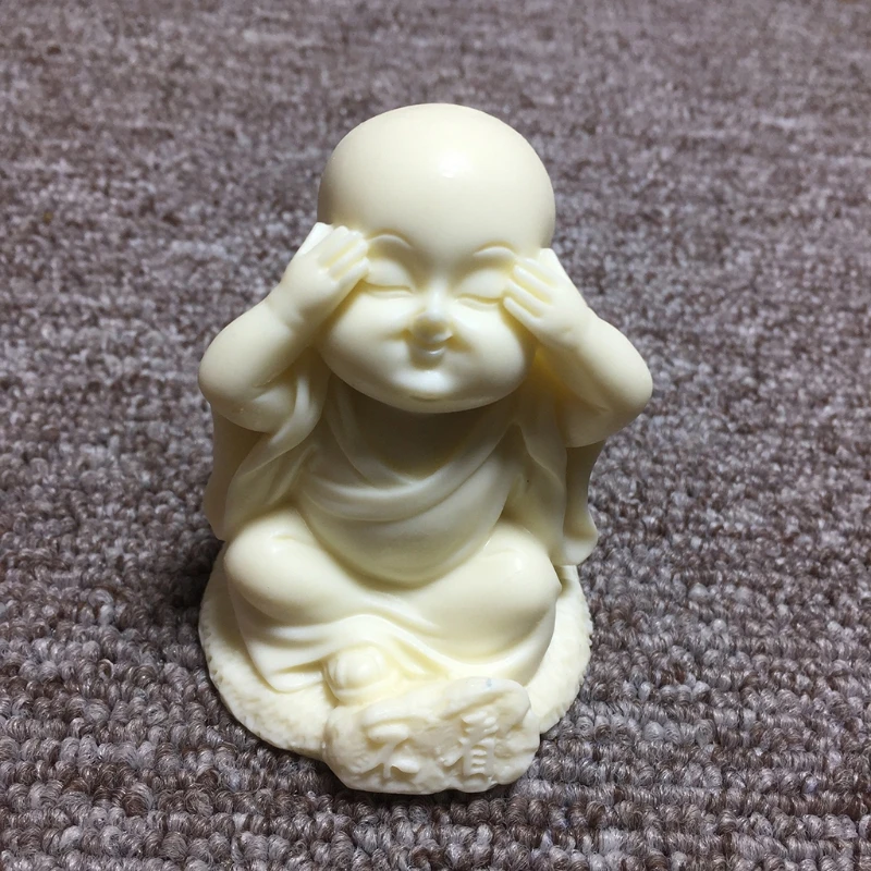  Cute Meditating Monks Figurines Statue Tea Pet Desktop Ornament 3 Baby Statues Crafts Zen Sculpture Home Décor | Дом и сад