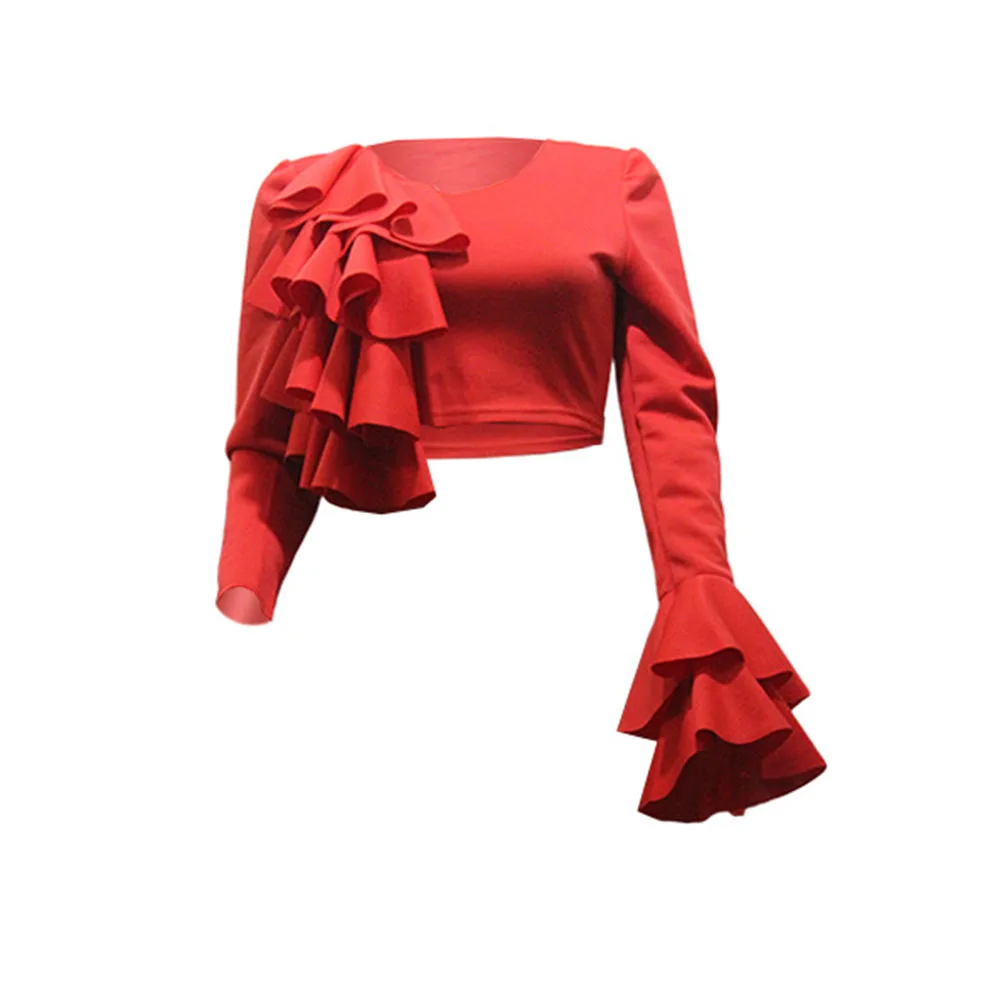 Falbala женские короткие топы футболки оборки вечерние для вечеринок Клубная