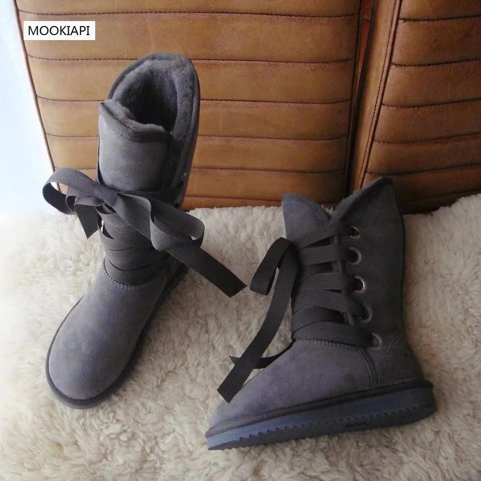 Новейший Европейский стиль 2019 г. Зимние сапоги с высоким голенищем натуральная