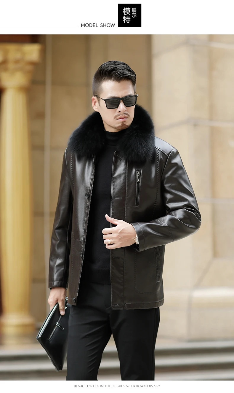 NEW Youth Winter Fur Leather Jacket Mens Plus Size Suede Leather Jackets Men Faux Fur Thick Warm Long Suede Jacket zipper