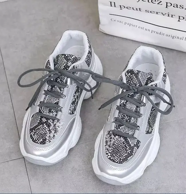 New fashion brand sneakers Woman Shoes Pu leather Leopard Platform outdoor sneakers women sports shoes Ladies Plus size 36-42