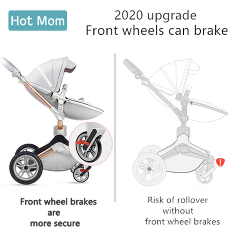 Hot Mom Baby Newborn Cart With High View Can Sit On Reclining Shock Absorber And Rotate Imported Trolley PU leather | Мать и ребенок