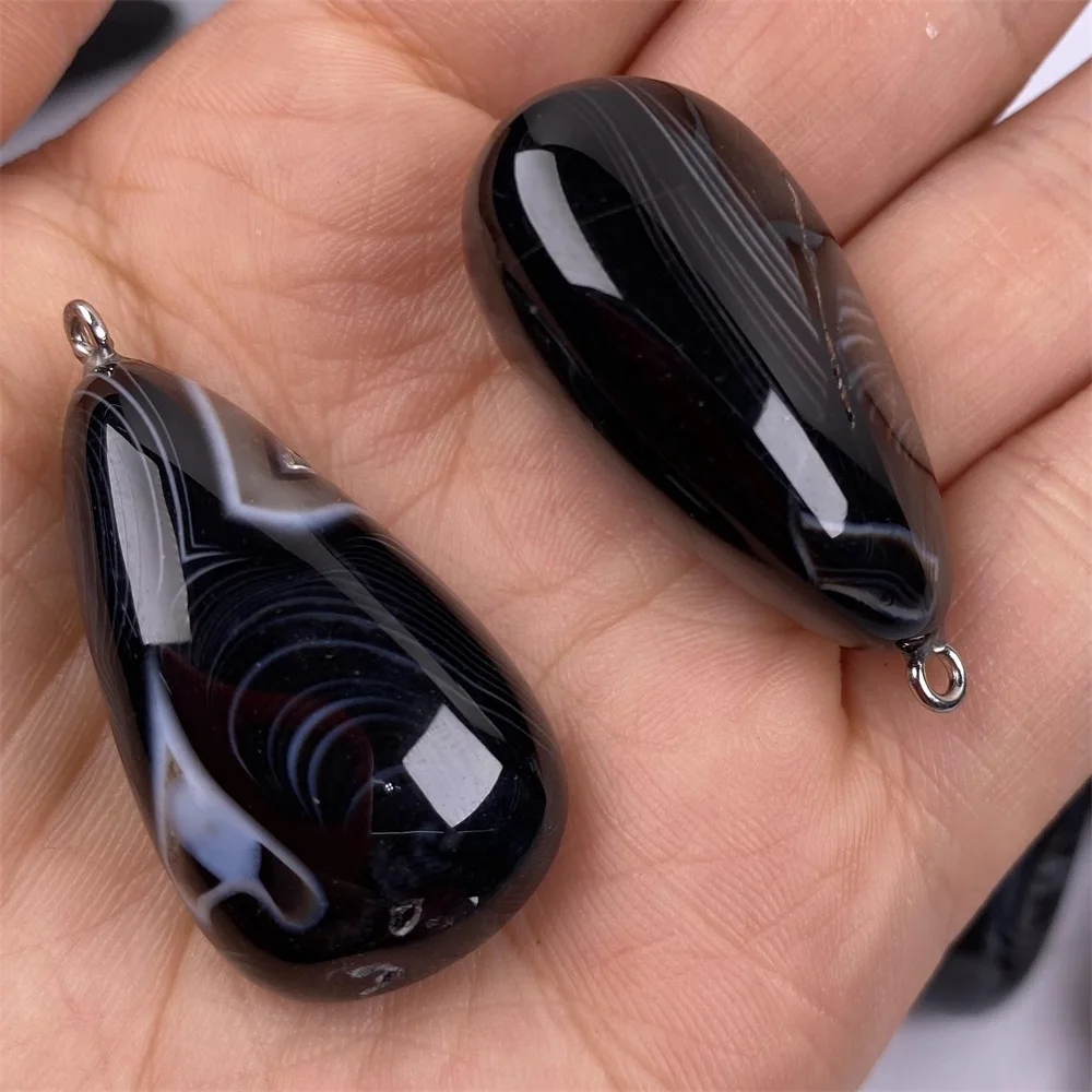 

Natural Stone Irregular Black Agates Pendant Necklace Charms Pendant for Jewelry Making DIY Necklace Size 20x40mm-25x50mm