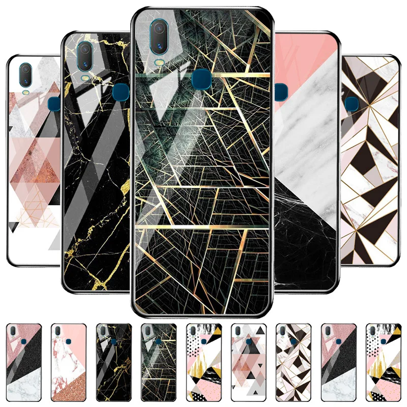 

Marble Tempered Glass Case For Vivo Y11 Y19 2019 Case Cover Vivo Y17 Y12 Y15 Y3 Y20 Y50 Y81 Y83 Y91 Y93 Y97 Z5X Z6 Soft Bumper