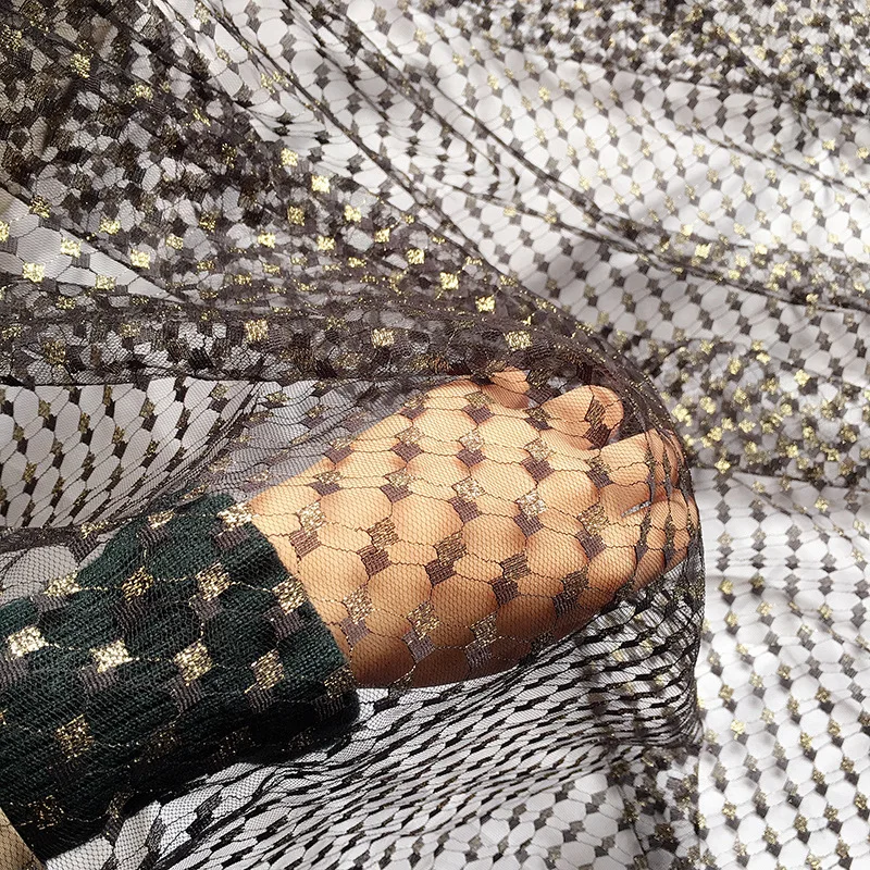 Width160cm кружевные блестящие золотые линии точка марли перспектива ткань Для